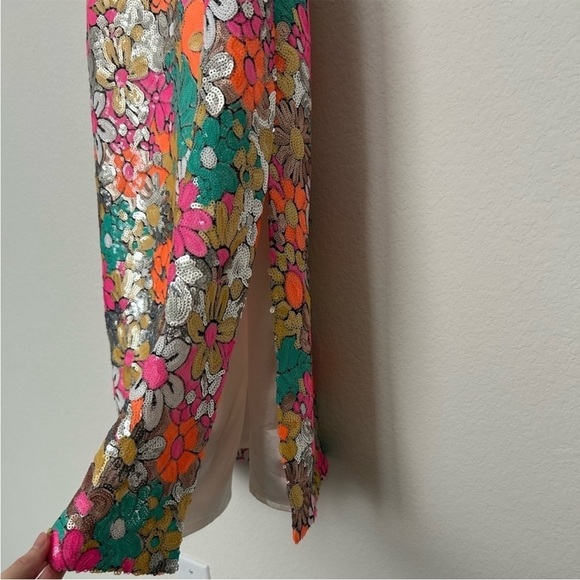 Milly Annie Floral Sequin Midi Dress NWT - Picture 7 of 10